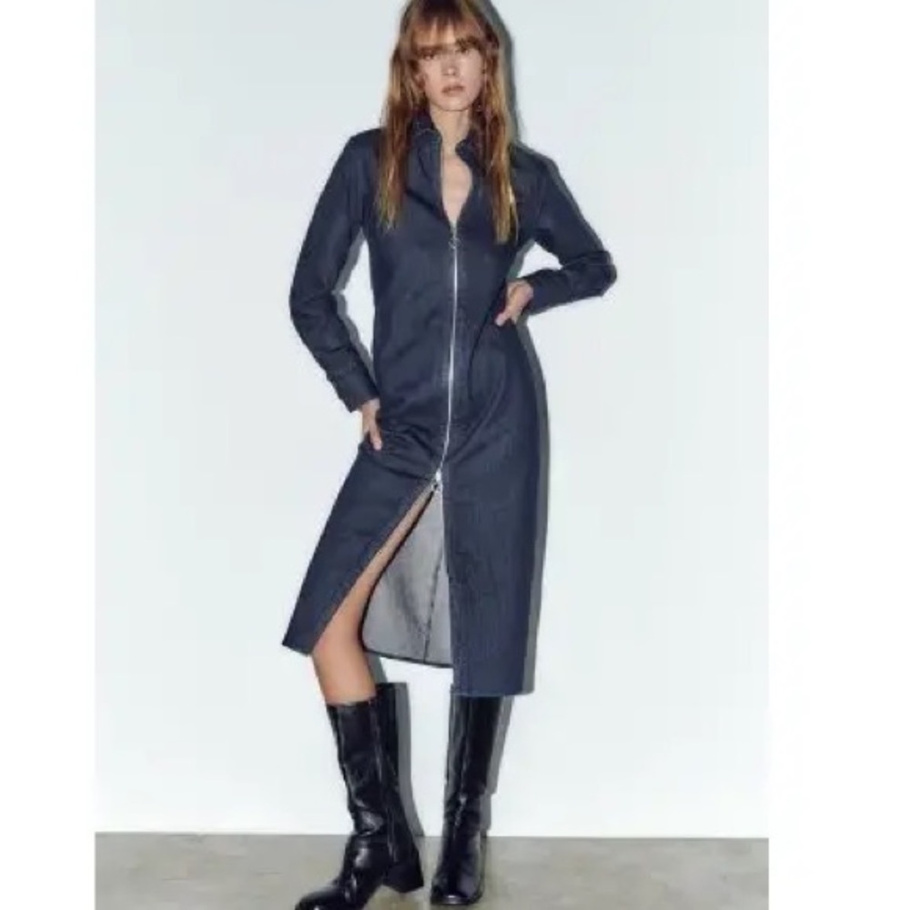 ZARA zippered denim dress